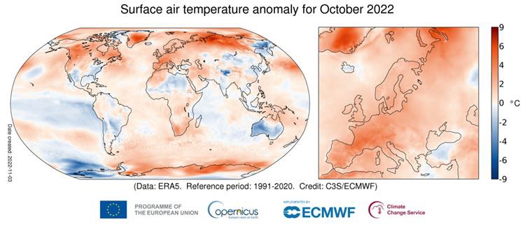 Clima: Copernicus, Europa registra l’ottobre più caldo in assoluto
