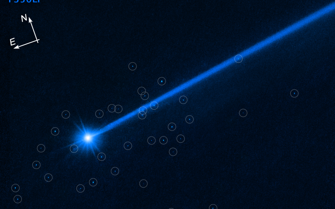 Hubble vede i massi in fuga dall’asteroide Dimorphos