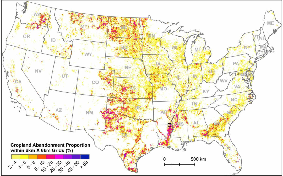 Environmental Research Letters: la mappa dei terreni agricoli abbandonati negli USA