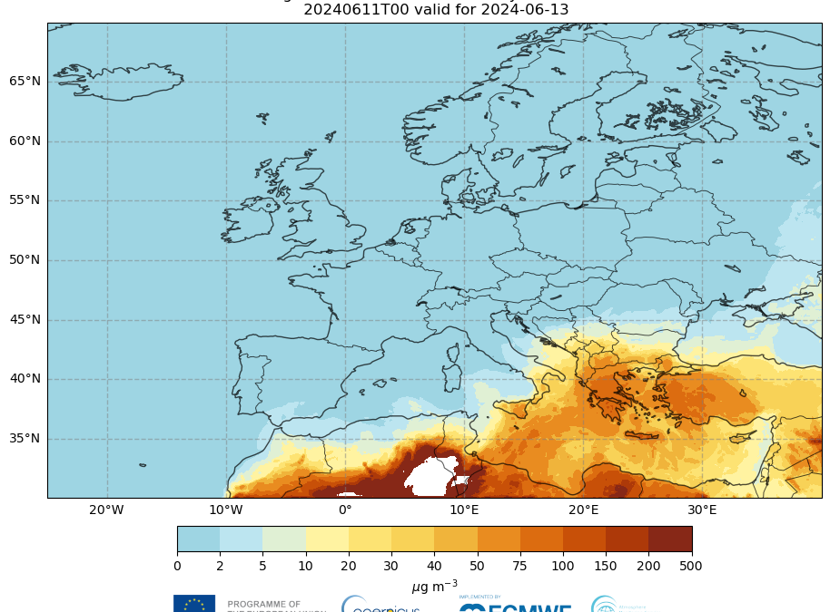 Copernicus: la polvere del Sahara influisce fortemente sulla qualità dell’aria nel Mediterraneo orientale