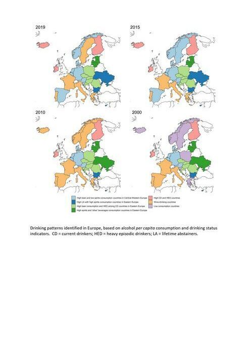 Mappato il consumo di alcol in Europa