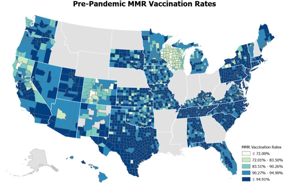Cala il tasso di vaccinazione MPR negli Stati Uniti